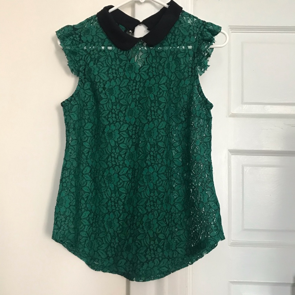 Sheer green lace top